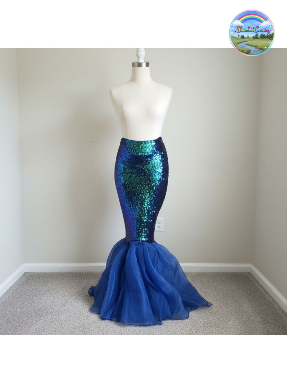 Sequin Mermaid Maxi Skirt Costume Halloween Cosplay Party Dress
